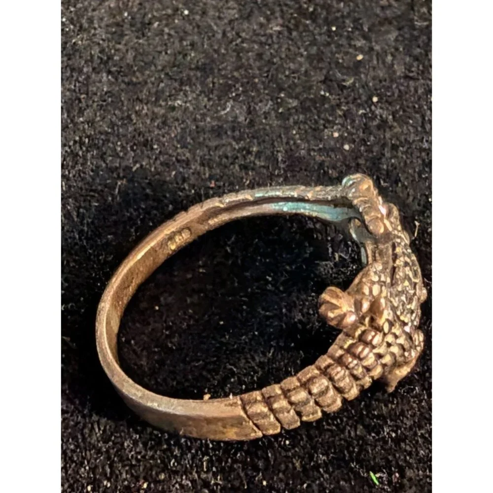 Sterling Silver Alligator Bypass Ring Sz 6.5 Textured Crocodile Design - Picture 12 of 15